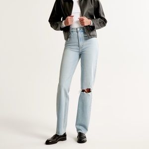 Abercrombie The 90s Ultra High Rise Straight Leg Jean Distressed